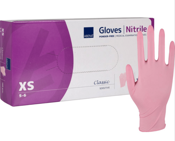 29073002 - ABENA Classic  Sensitive nitrilhandske XS, pink, pudderfri