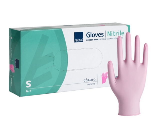 29073102 - ABENA Classic  Sensitive nitrilhandske S, pink, pudderfri