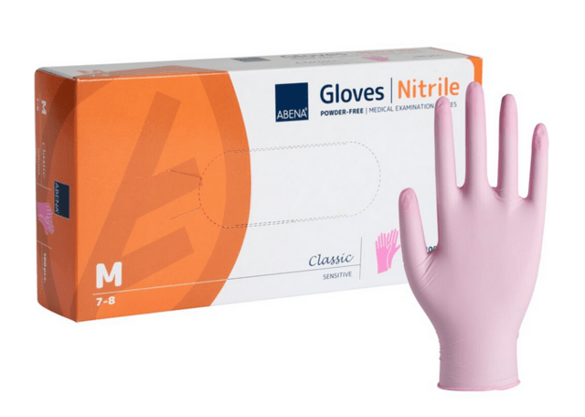 29073202 - ABENA Classic  Sensitive nitrilhandske M, pink, pudderfri